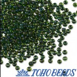 Zdjęcie - Koraliki TOHO Round 11/0 Inside-Color Rainbow Peridot/Opaque Green Lined